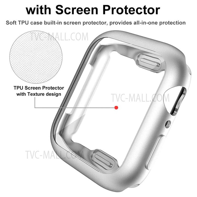 Electroplated TPU Case Touch Sensitive Screen Protector Cover for Apple Watch Series 9 / 8 / 7 45mm - Silver