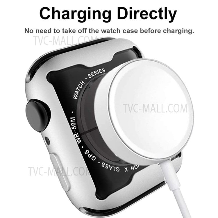 Electroplated TPU Case Touch Sensitive Screen Protector Cover for Apple Watch Series 9 / 8 / 7 45mm - Silver