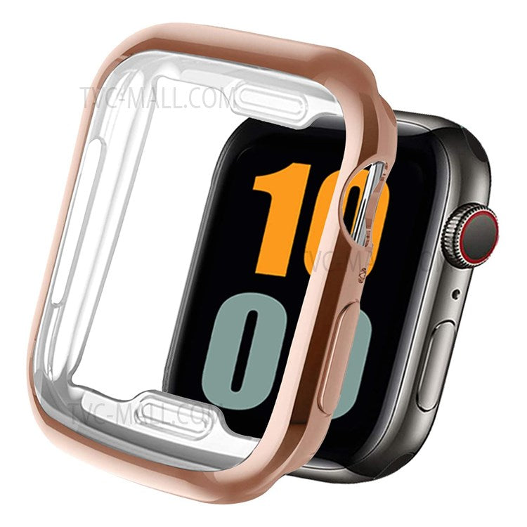 Electroplated TPU Case Touch Sensitive Screen Protector Cover for Apple Watch Series 9 / 8 / 7 45mm - Rose Gold
