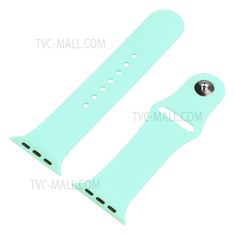 Tempered Glass Screen Protector PC Watch Case Cover + Silicone Watch Band for Apple Watch Series 7 41mm - Cyan