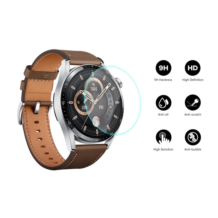 ENKAY HAT PRINCE 5Pcs/Pack 2.5D Arc Edges 9 Hardness HD Sensitive Touch 0.2mm Tempered Glass Screen Protector for Huawei Watch GT 3 46mm