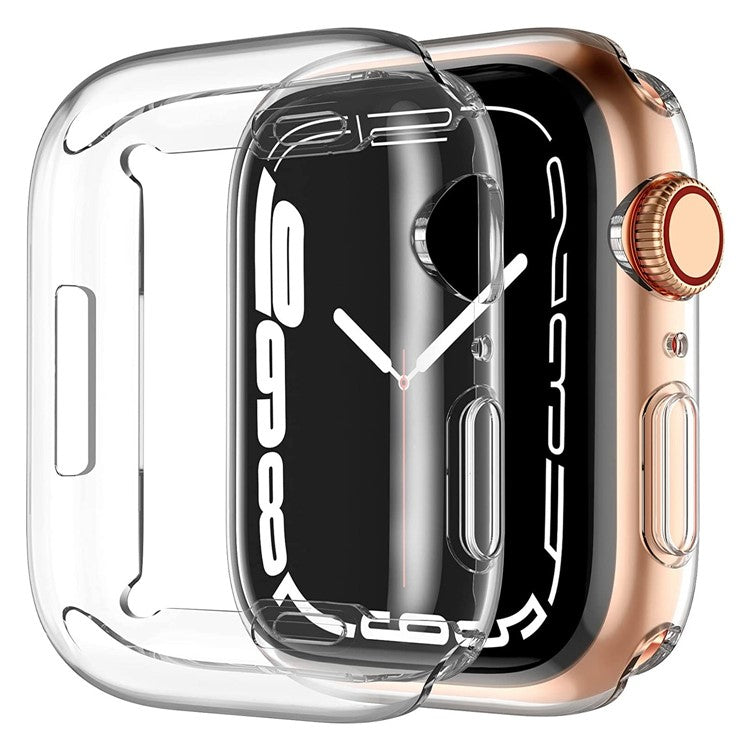 For Apple Watch Series 9 / 8 / 7 45mm Protective Watch Case Transparent HD Sensitive Touch TPU Anti-scratch Watch Screen Protector