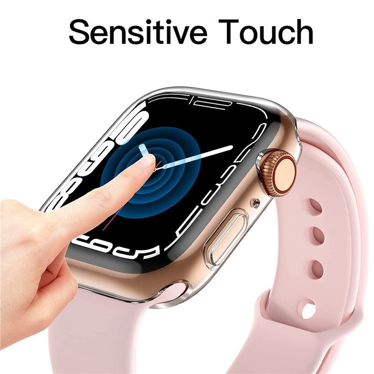 For Apple Watch Series 9 / 8 / 7 45mm Protective Watch Case Transparent HD Sensitive Touch TPU Anti-scratch Watch Screen Protector