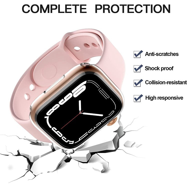 For Apple Watch Series 9 / 8 / 7 45mm Protective Watch Case Transparent HD Sensitive Touch TPU Anti-scratch Watch Screen Protector
