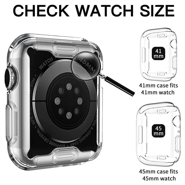 For Apple Watch Series 9 / 8 / 7 45mm Protective Watch Case Transparent HD Sensitive Touch TPU Anti-scratch Watch Screen Protector
