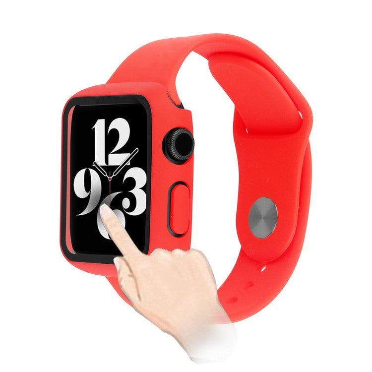 For Apple Watch Ultra 2 49mm / Ultra 49mm Hard PC Protective Frame Watch Case with Tempered Glass Screen Protector - Red