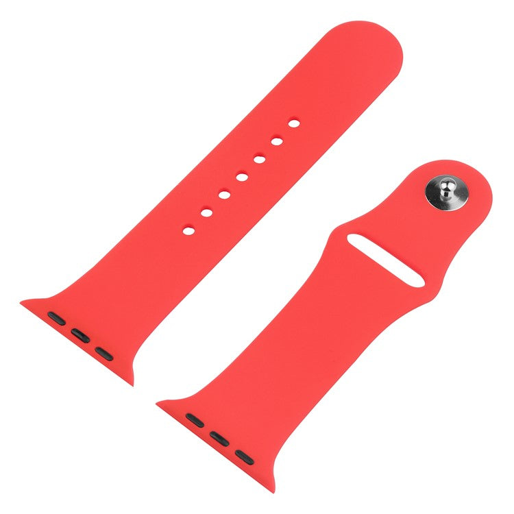 For Apple Watch SE (2022) 44mm / SE 44mm / 6 / 5 / 4 44mm Silicone Watch Strap + Full Cover Hard PC Watch Case with Tempered Glass Screen Protector - Red