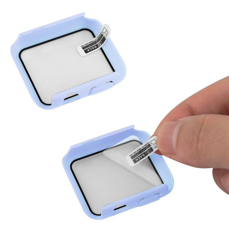 For Apple Watch SE (2022) 44mm / SE 44mm / 6 / 5 / 4 44mm Silicone Watch Strap + Full Cover Hard PC Watch Case with Tempered Glass Screen Protector - Purple