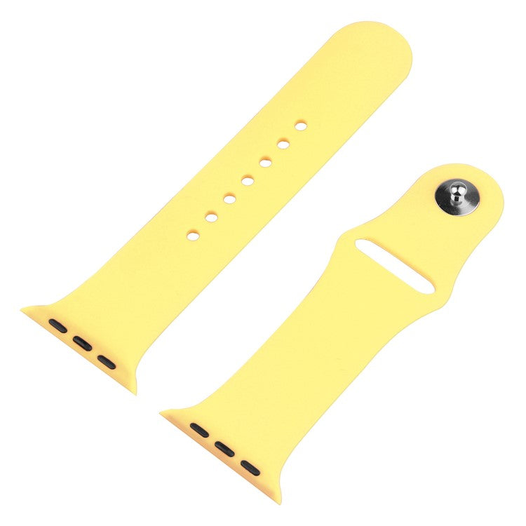 For Apple Watch Series 8 45mm / 7 45mm Soft Silicone Replacement Strap + Hard PC Watch Case with Tempered Glass Screen Protector - Yellow