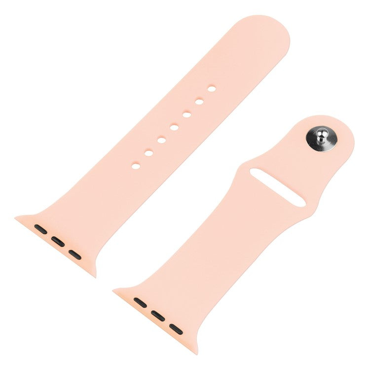 For Apple Watch Series 9 / 8 / 7 41mm Sport Band Soft Silicone Strap with Full Cover Hard PC Protective Case Built-in Tempered Glass Screen Protector - Light Pink