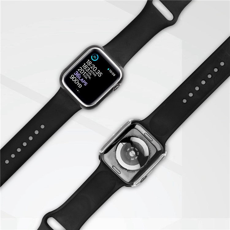 For Apple Watch Ultra 2 49mm / Ultra 49mm Anti-scratch Watch Cover Dual Color Electroplating Protective PC Case with Tempered Glass Screen Protector - Black / Silver