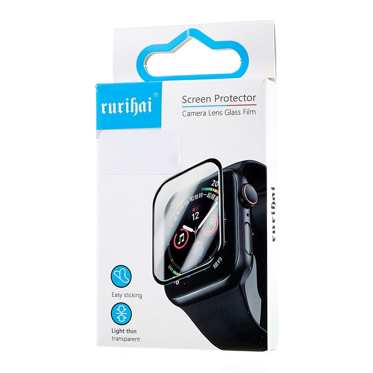 RURIHAI For Apple Watch Series 9 / 8 / 7 41mm Anti-Scratch Screen Protector Carbon Fiber Tempered Glass Screen Film Light Thin HD Watch Screen Protector