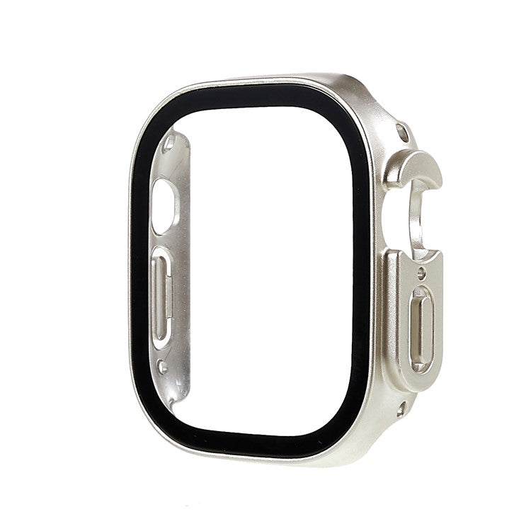For Apple Watch Ultra 2 49mm / Ultra 49mm Hard PC Watch Case Tempered Glass Screen Protector Drop-proof Shell with Button Cover - Silver