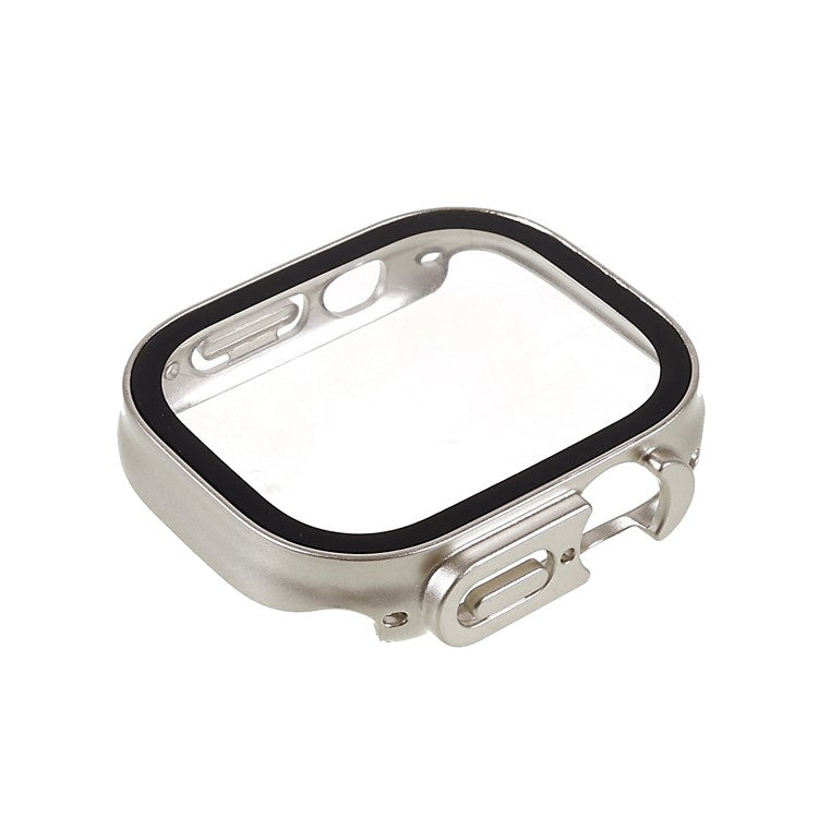 For Apple Watch Ultra 2 49mm / Ultra 49mm Hard PC Watch Case Tempered Glass Screen Protector Drop-proof Shell with Button Cover - Silver