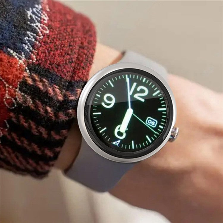 For Google Pixel Watch 2 / Pixel Watch Hard PC Watch Case Tempered Glass Screen Protector Drop-proof Protective Cover - Dark Blue