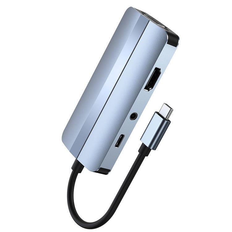 2106 Type-C Docking Station Portable USB Hub Adapter Multi-Port 7-in-1 USB-C to HD 4K / 30Hz, PD 100W, VGA 1080P, USB3.0, USB2.0