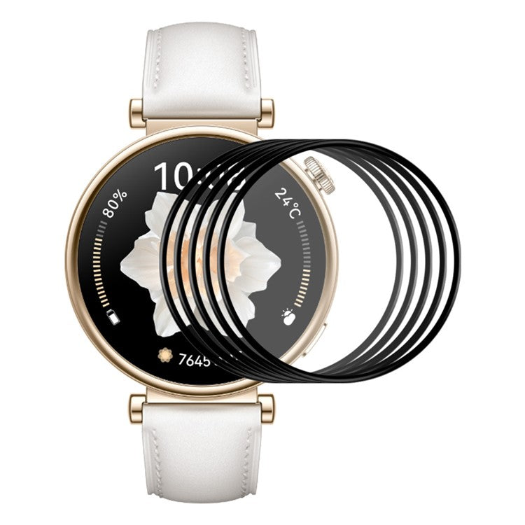 ENKAY HAT PRINCE 5Pcs For Huawei Watch GT 4 41mm HD Clear PMMA Film 3D Curved Soft PC Edge Screen Protector