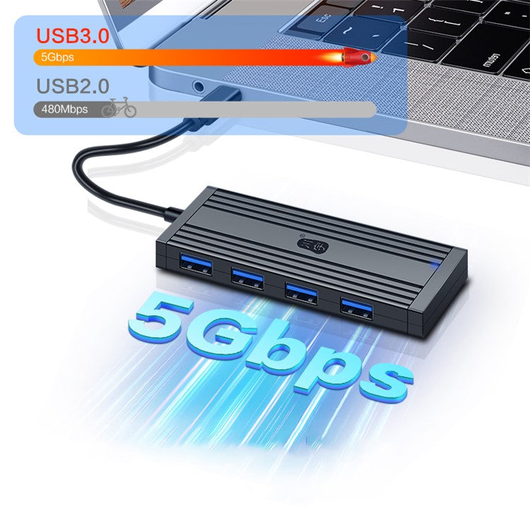 KAWAU H305C-15cm Type-C to 4xUSB Ports Extension Dock Station 5Gbps High Speed Data Transfer USB-C Hub