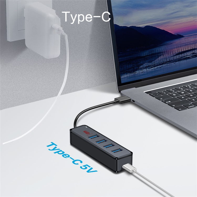 KAWAU H302C 15cm High-Speed Type-C Hub Adapter 4 USB3.0 Docking Station with Female Type-C Port