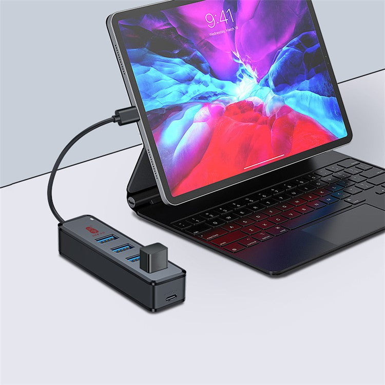 KAWAU H302C 15cm High-Speed Type-C Hub Adapter 4 USB3.0 Docking Station with Female Type-C Port