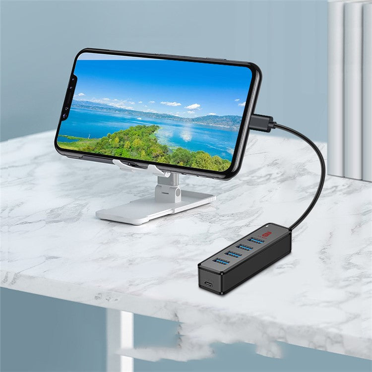 KAWAU H302C 15cm High-Speed Type-C Hub Adapter 4 USB3.0 Docking Station with Female Type-C Port