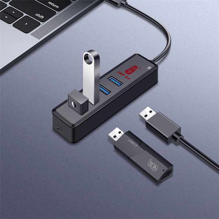 KAWAU H302C 15cm High-Speed Type-C Hub Adapter 4 USB3.0 Docking Station with Female Type-C Port