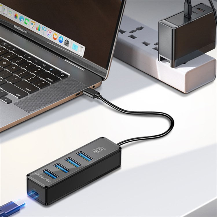 KAWAU H302pro 30cm USB-C Docking Station 10Gbps High-Speed 4 USB3.2 G2 Hub Adapter with Type-C Charging Port