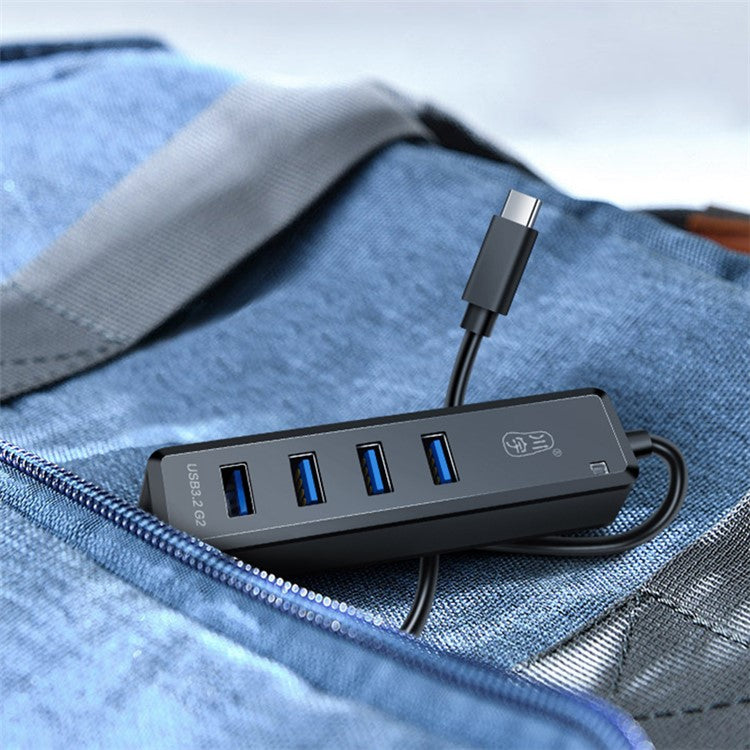 KAWAU H302pro 30cm USB-C Docking Station 10Gbps High-Speed 4 USB3.2 G2 Hub Adapter with Type-C Charging Port