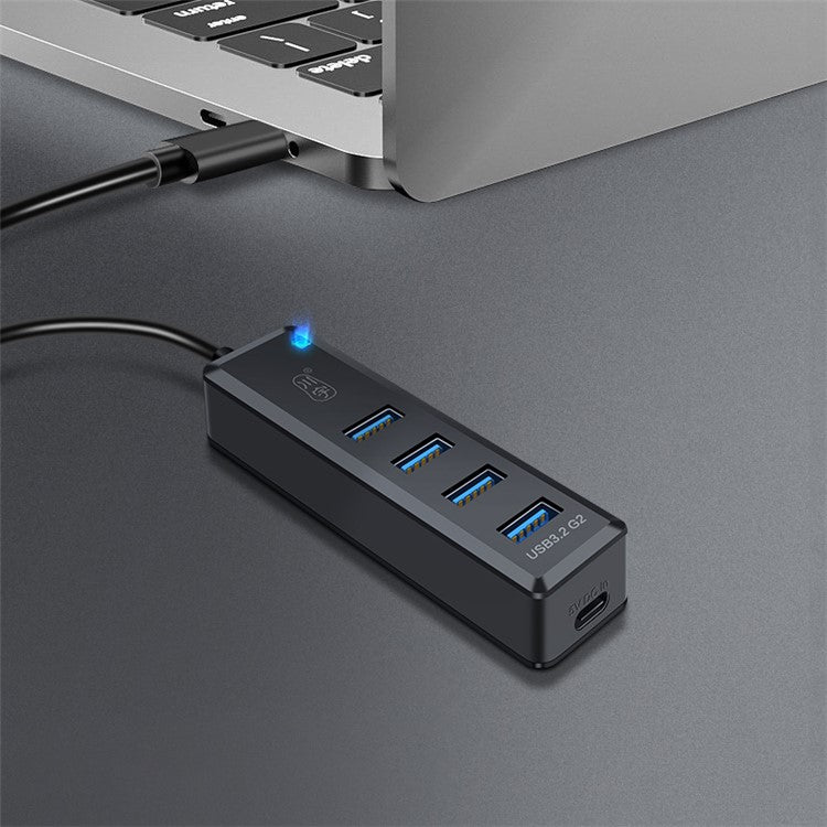 KAWAU H302pro 30cm USB-C Docking Station 10Gbps High-Speed 4 USB3.2 G2 Hub Adapter with Type-C Charging Port