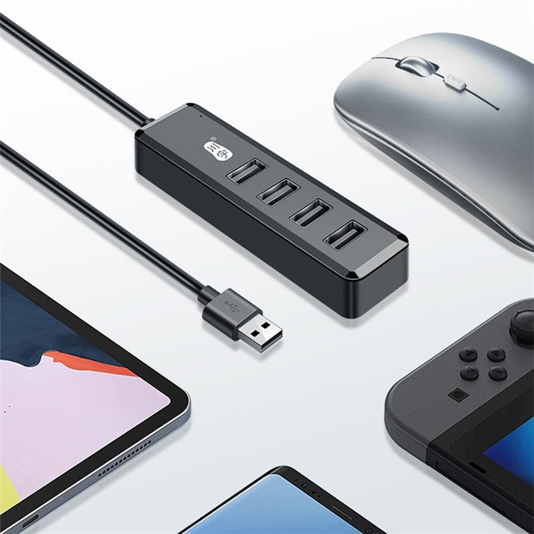 KAWAU H223 120cm Cable USB to 4xUSB 2.0 Hub Adapter Expansion Dock Station Converter for Laptop