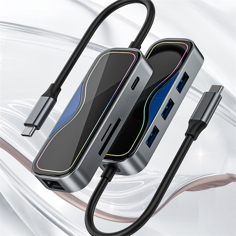 2308 7-in-1 Docking Station Type-C to USB3.0x3 + TF / SD + Type-C + Gigabit Network USB Hub Adapter