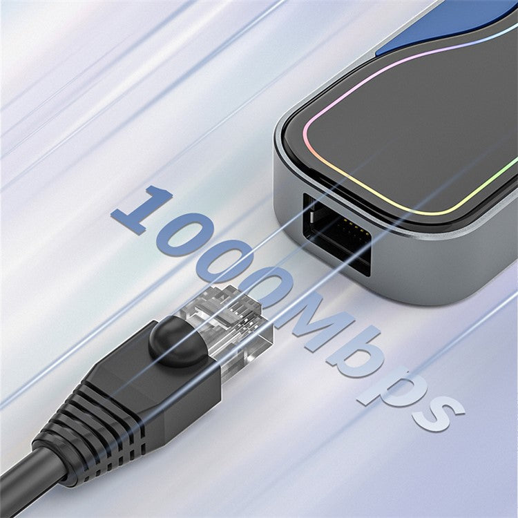 2308 7-in-1 Docking Station Type-C to USB3.0x3 + TF / SD + Type-C + Gigabit Network USB Hub Adapter