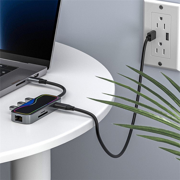 2308 7-in-1 Docking Station Type-C to USB3.0x3 + TF / SD + Type-C + Gigabit Network USB Hub Adapter