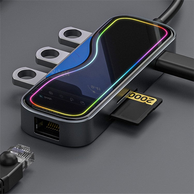 2308 7-in-1 Docking Station Type-C to USB3.0x3 + TF / SD + Type-C + Gigabit Network USB Hub Adapter