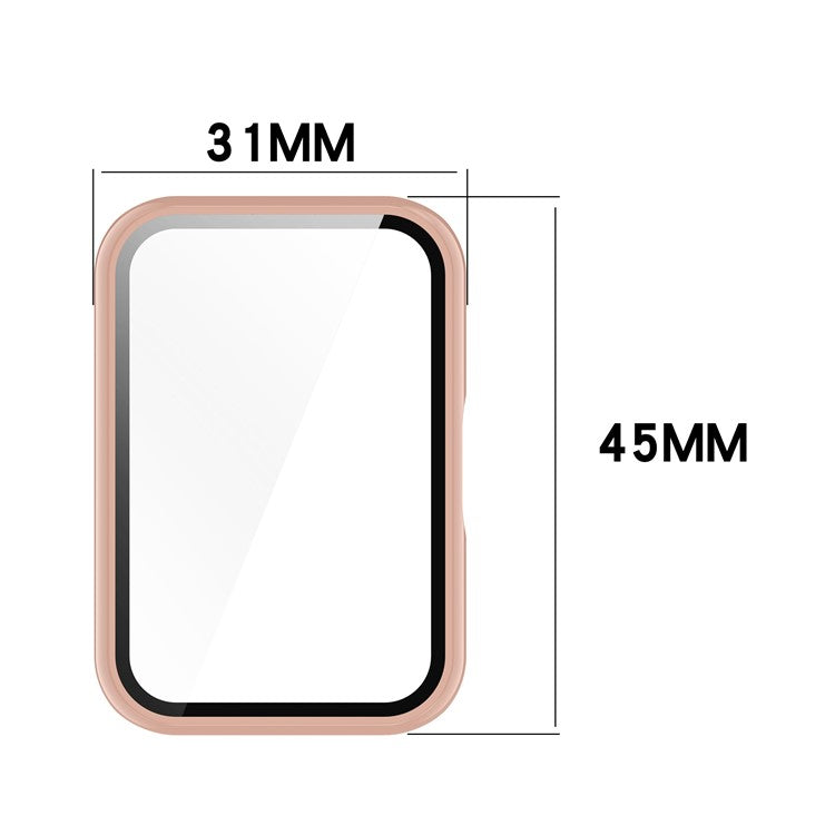 For Samsung Galaxy Fit3 (SM-R390) Case with Tempered Glass Screen Protector Full Coverage Hard PC Watch Cover - Glossy Pink