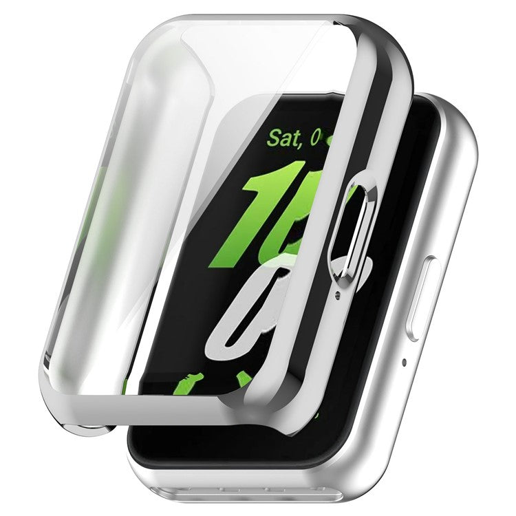 For Samsung Galaxy Fit3 Soft TPU Protective Cover All-inclusive Electroplating Watch Case - Silver