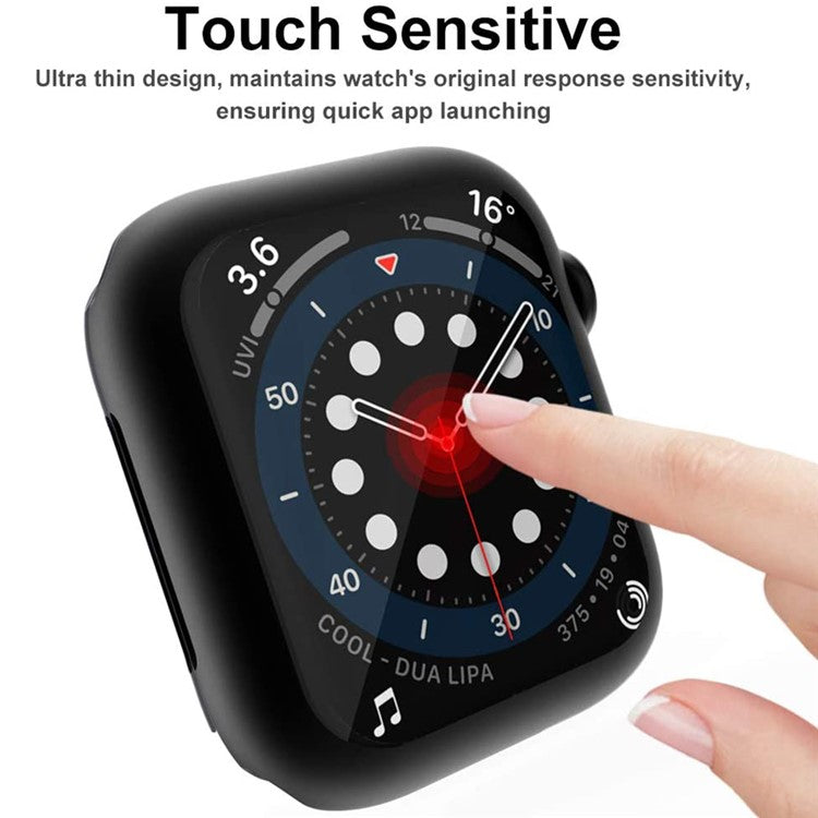 For Apple Watch SE (2022) / SE / 6 / 5 / 4 44mm Soft TPU Case Electroplating Watch Case Cover with Screen Protector - Black
