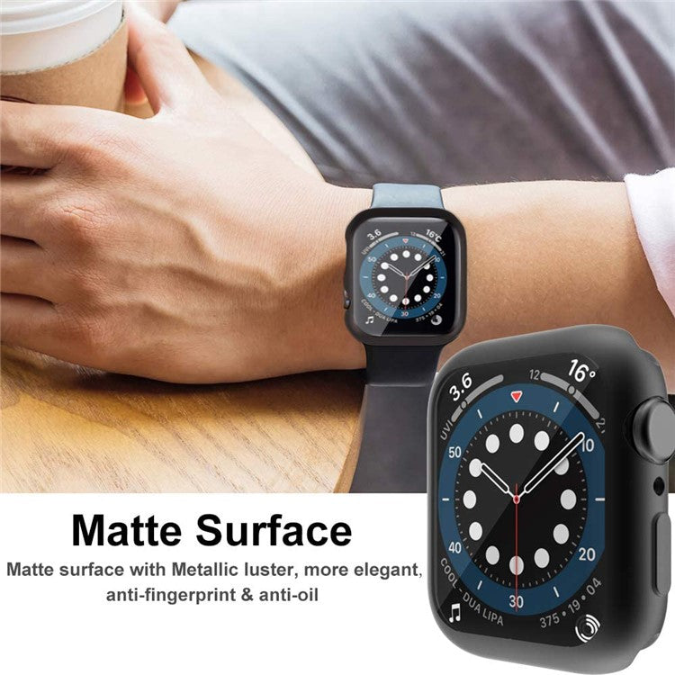 For Apple Watch SE (2022) / SE / 6 / 5 / 4 44mm Soft TPU Case Electroplating Watch Case Cover with Screen Protector - Black