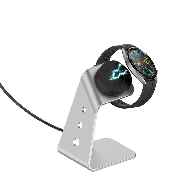 Cradle Charger Stand Holder Dock Station Base with 1.5M USB Cable for Huawei Watch GT/GT 2e/GT 2 (42mm/46mm)/Honor Watch GS Pro/Honor Magic/Honor Magic Watch 2 (42mm/46mm)/Honor Watch Dream - Silver