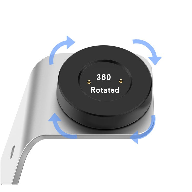 Cradle Charger Stand Holder Dock Station Base with 1.5M USB Cable for Huawei Watch GT/GT 2e/GT 2 (42mm/46mm)/Honor Watch GS Pro/Honor Magic/Honor Magic Watch 2 (42mm/46mm)/Honor Watch Dream - Silver