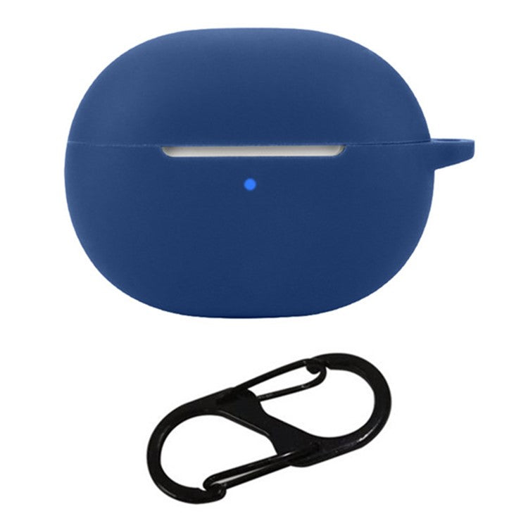 For 1MORE Q20 TWS Headset Silicone Case Anti-Scratch Wireless Earphone Cover with Hanging Buckle - Dark Blue