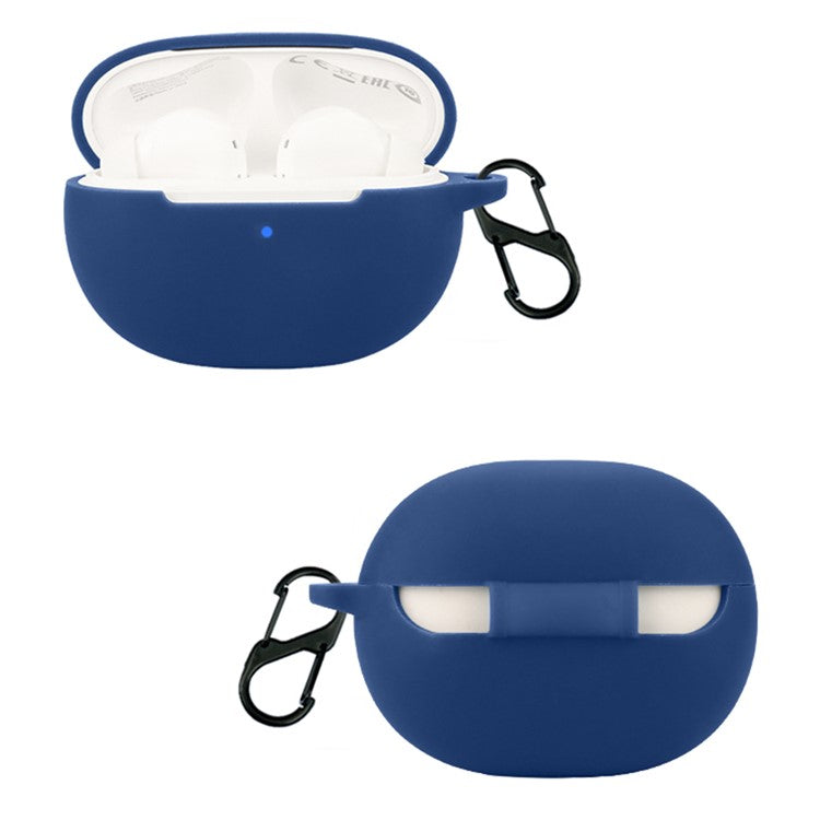 For 1MORE Q20 TWS Headset Silicone Case Anti-Scratch Wireless Earphone Cover with Hanging Buckle - Dark Blue