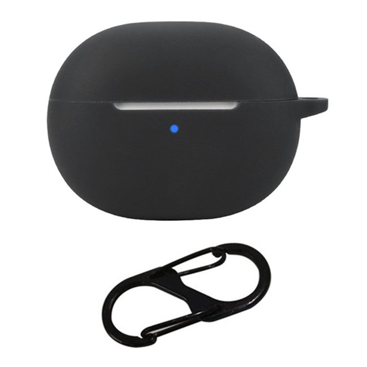 For 1MORE Q20 TWS Headset Silicone Case Anti-Scratch Wireless Earphone Cover with Hanging Buckle - Black