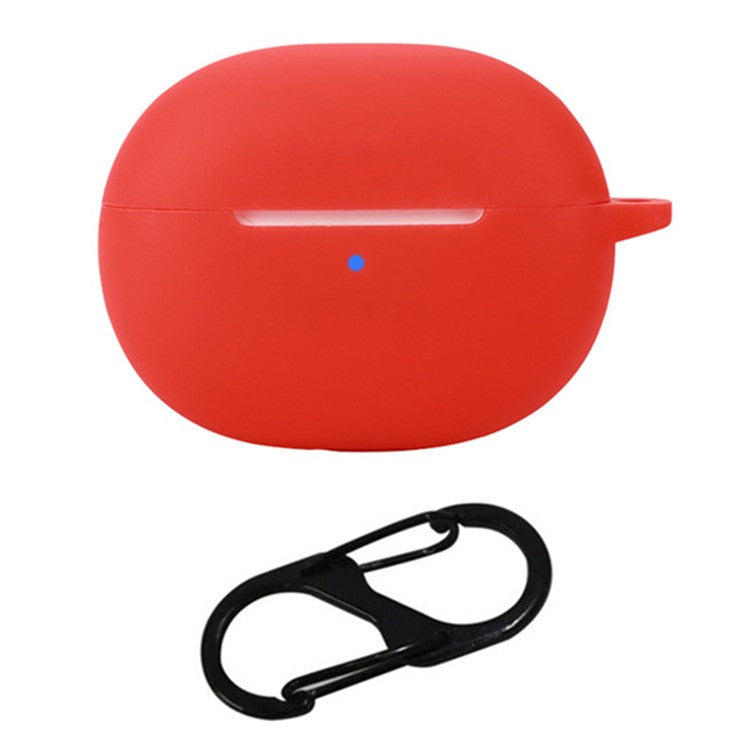For 1MORE Q20 TWS Headset Silicone Case Anti-Scratch Wireless Earphone Cover with Hanging Buckle - Red