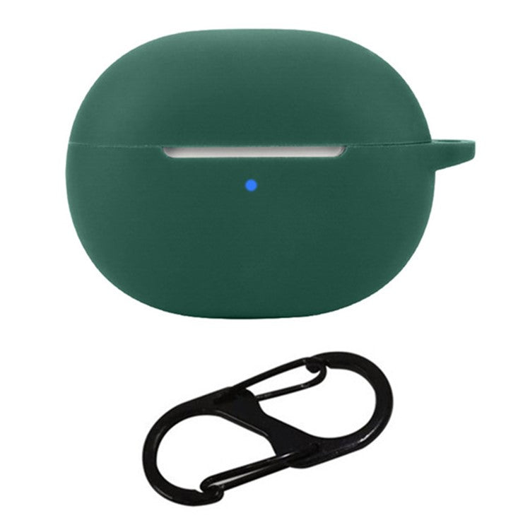 For 1MORE Q20 TWS Headset Silicone Case Anti-Scratch Wireless Earphone Cover with Hanging Buckle - Blackish Green