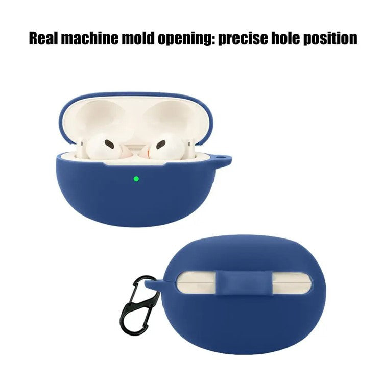 Dust Cover for Realme Buds Air 6 Pro Bluetooth Earphones Silicone Case with Anti-Lost Buckle - Blackish Green