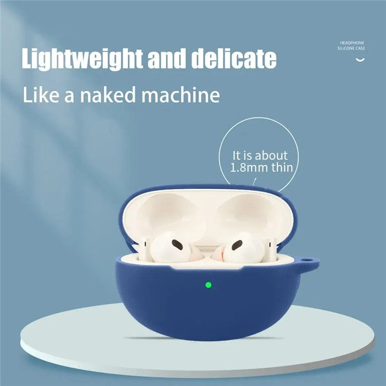 Dust Cover for Realme Buds Air 6 Pro Bluetooth Earphones Silicone Case with Anti-Lost Buckle - Blackish Green