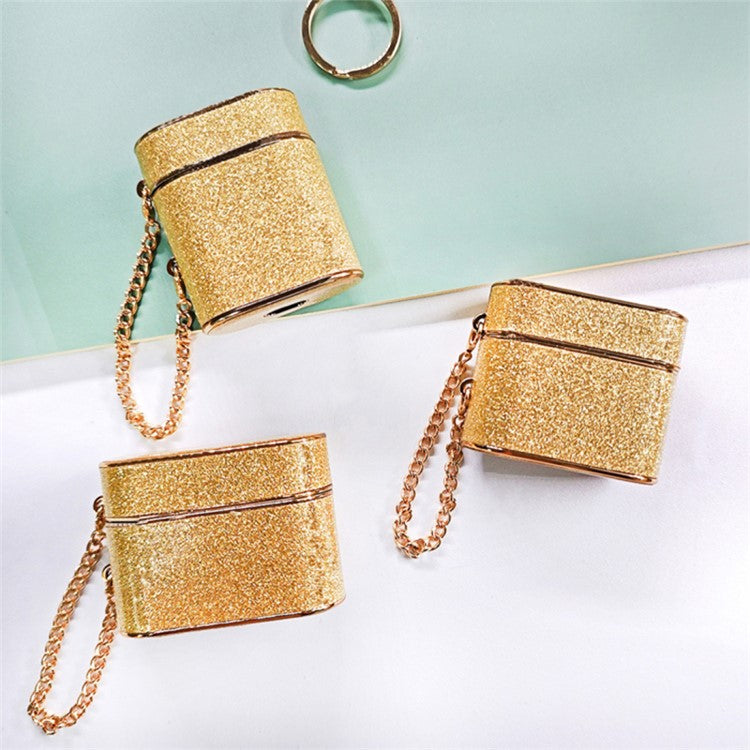 For Apple AirPods with Charging Case (2016) / (2019) / AirPods with Wireless Charging Case (2019) Glitter Powder Bluetooth Earphone Cover - Yellow