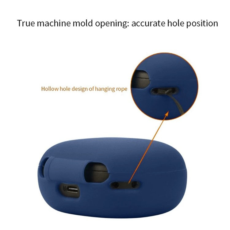 For Anker Soundcore P25i Silicone Cover Bluetooth Earphone Anti-scratch Sleeve with Anti-lost Buckle - Black