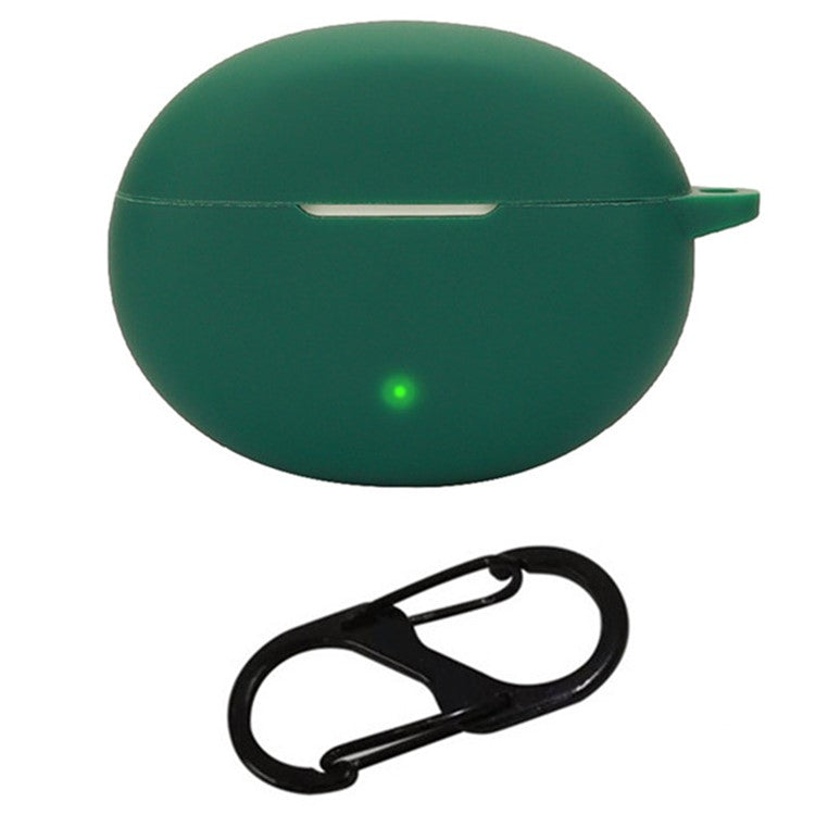 For Oppo Enco Air4 Pro Silicone Cover Bluetooth Earphone Sleeve with Anti-Lost Buckle - Blackish Green